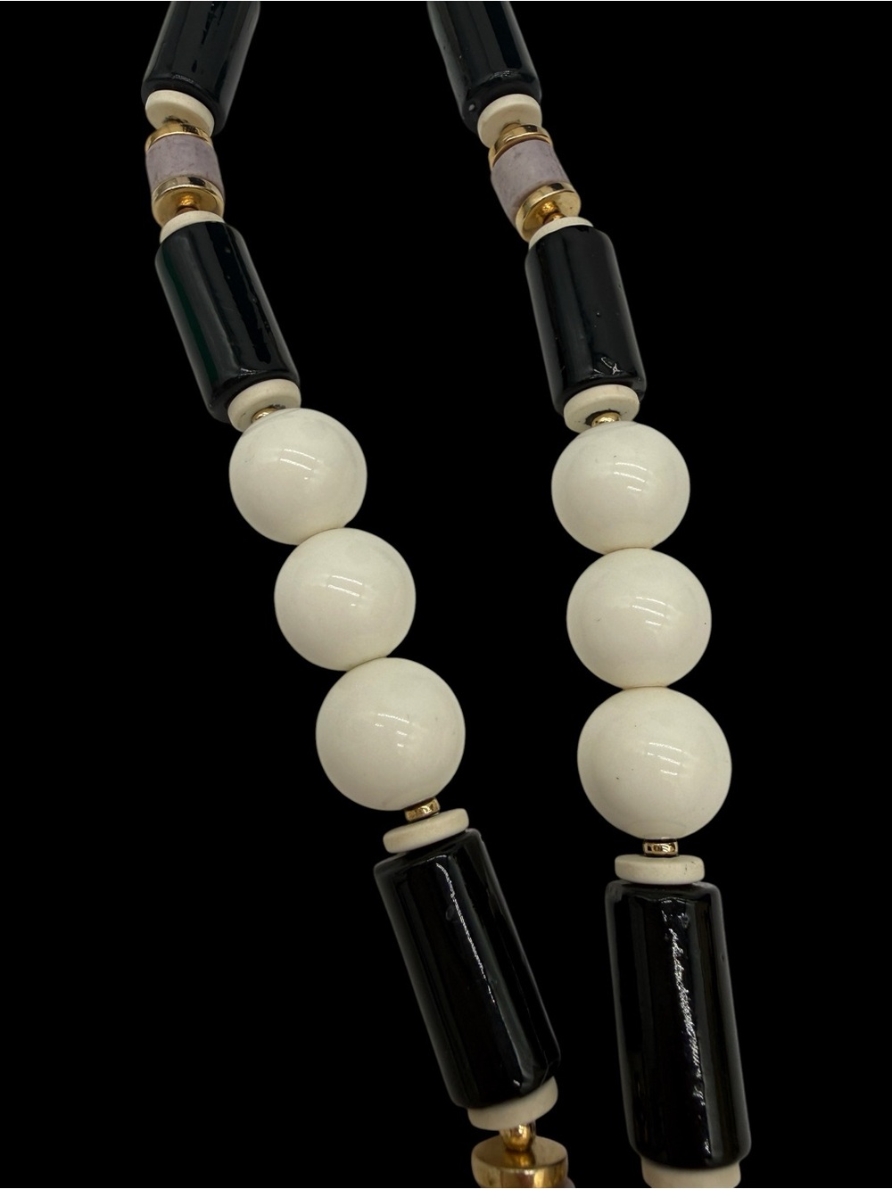 Vintage Japan Art Deco Revival 80s Chunky Statement Necklace Ceramic & Lucite - Picture 7 of 10